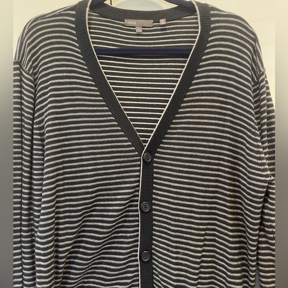 Vince Striped Cardigan Sweater